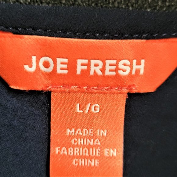 JOE FRESH Cap Sleeve Sheer Navy Blouse  Size Large - Picture 5 of 5